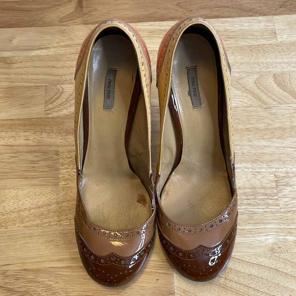 Miu Miu Patchwork Patent Leather Block Heels - image 6